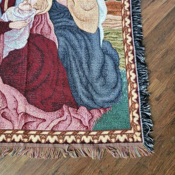 Vintage Nativity Wall Tapestry/Throw Blanket Baby Jesus Mary Joseph Holy Family - Picture 2 of 8